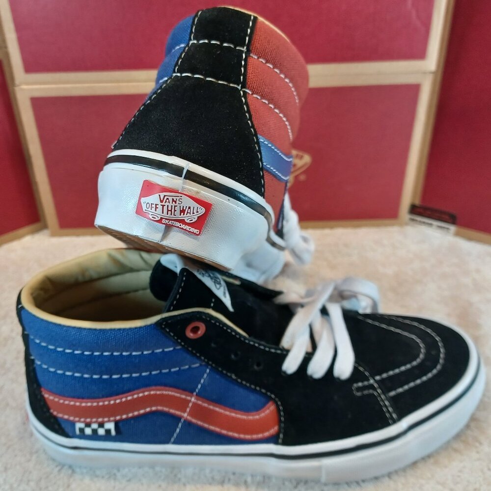 Vans Men's 6.5/Women's 8 Skate Grosso Mid Forever Black/Blue VN0A5FCGAPB - Picture 10 of 12